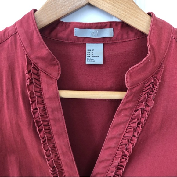 H&M Coral Button-Up Shirt Dress Medium - Picture 3 of 6